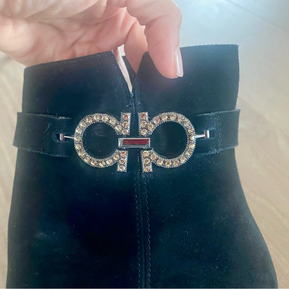 Pedro Anton black suede bootie with rhinestone bit accent, size 7 (37) - Picture 3 of 14